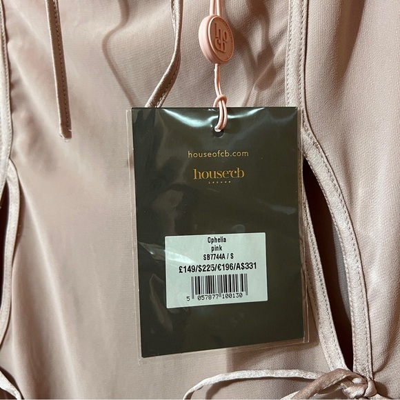 House of CB | NWT Ophelia Dress Blush Cutout Midi Dress Bow Ties Pink Size S - Picture 6 of 16